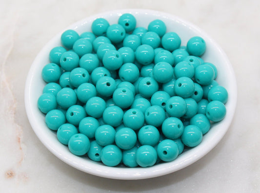 10mm Dark Turquoise Gumball Beads, Round Acrylic Loose Beads, Bubblegum Beads, Chunky Beads, Gumball Beads, Smooth Plastic Round Beads #821