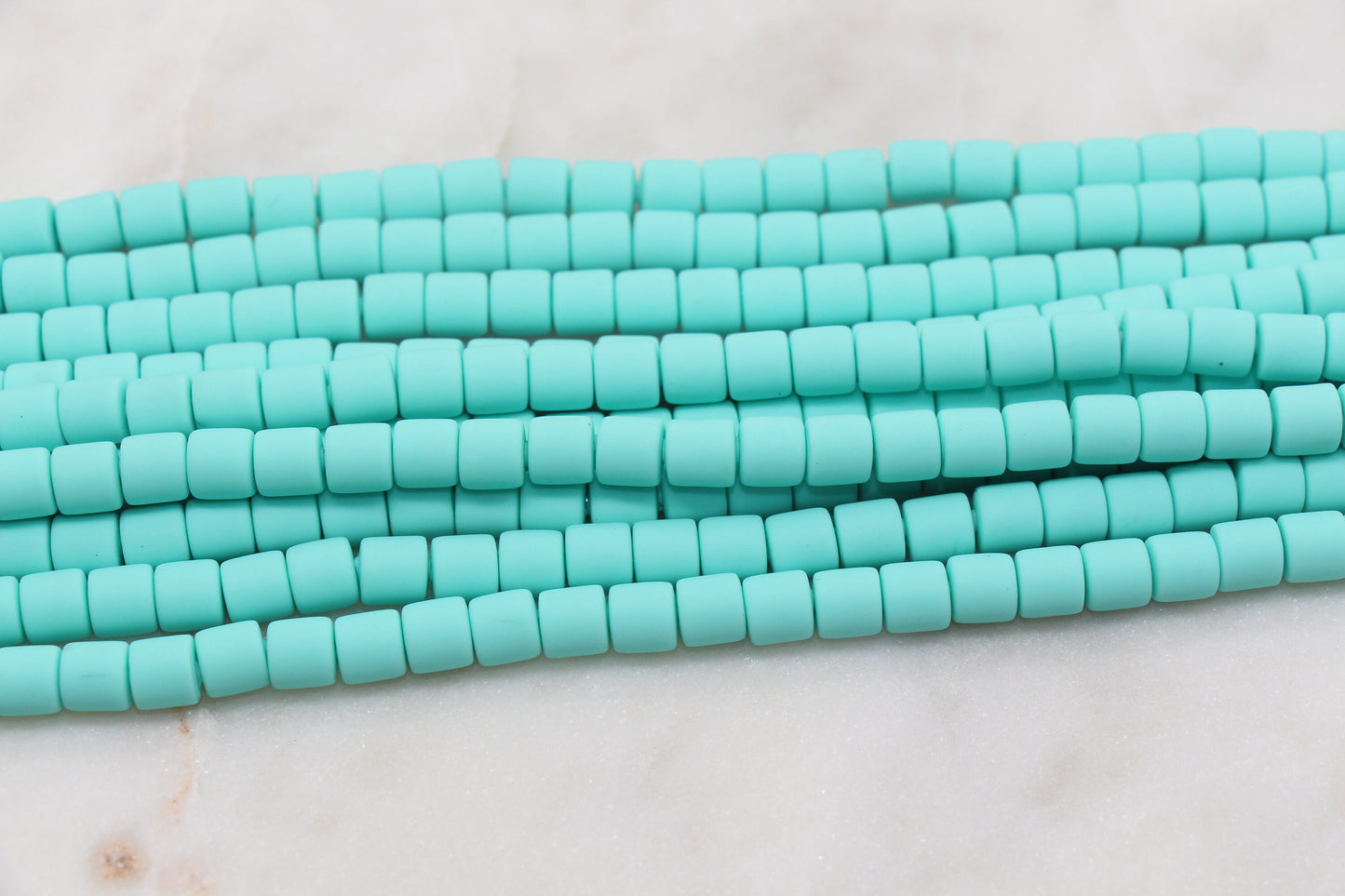 6mm Wide Column Chunky Polymer Clay Beads, Tiffany Blue Heishi Spacer Beads, Clay Tube Beads, Barrel Beads Heishi Beads #457