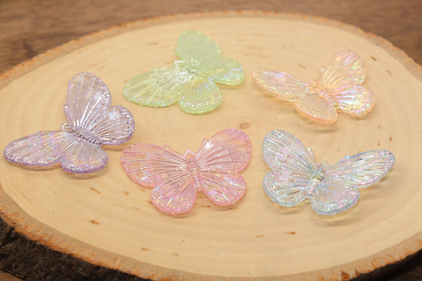 Assort Large Butterfly Pendants, Iridescent Butterfly Pendants, AB Transparent Acrylic Butterfly, Jewelry Making #2648