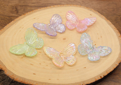 Assort Large Butterfly Pendants, Iridescent Butterfly Pendants, AB Transparent Acrylic Butterfly, Jewelry Making #2648