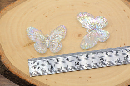 Light Blue Large Butterfly Pendants, Iridescent Butterfly Pendants, AB Transparent Acrylic Butterfly, Jewelry Making #2651