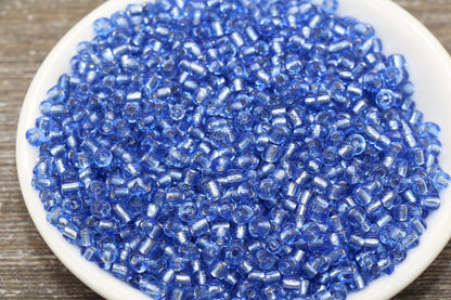 Transparent Glass Beads with Silver Lined, 4mm 6/0 Glass Round Beads, Royal Blue Trans Seed Beads, Rocailles Beads, Beading Supplies #1220