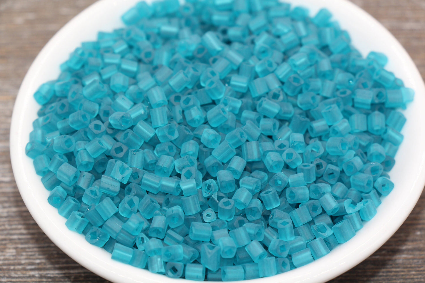 Matte Square Glass Seed Beads, 4mm Cube Glass Beads, Frosted Translucent Teal Square Seed Beads, Beading Supplies #2110