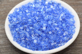 Glossy Square Glass Beads, 4mm Cube Glass Beads, Shinny Glass Bead, Transparent Cornflower Blue Square Seed Beads, Beading Supplies #2136