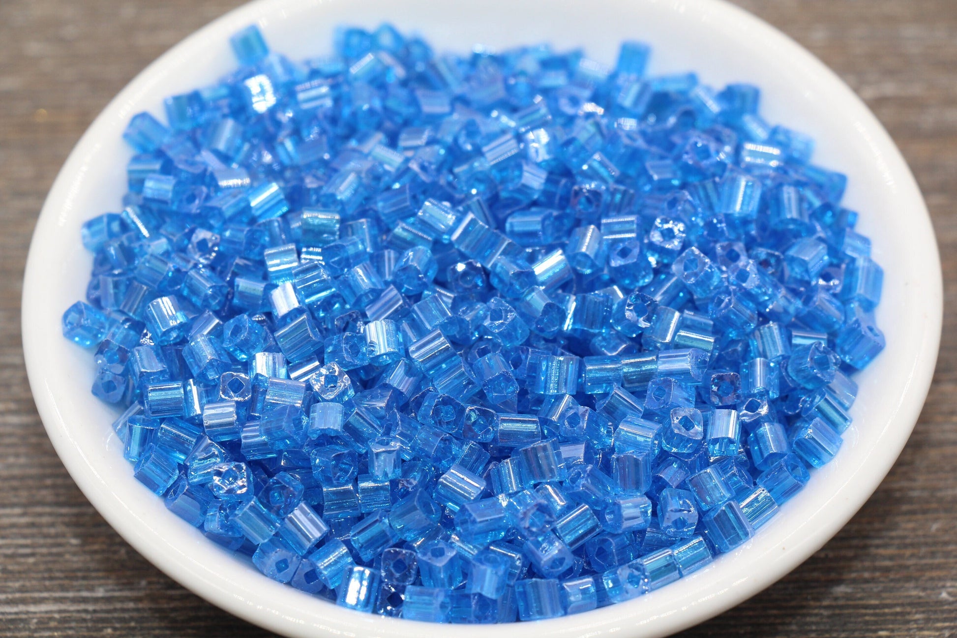 Glossy Square Glass Beads, 4mm Cube Glass Beads, Shinny Glass Bead, Transparent Blue Square Seed Beads, Beading Supplies #2129