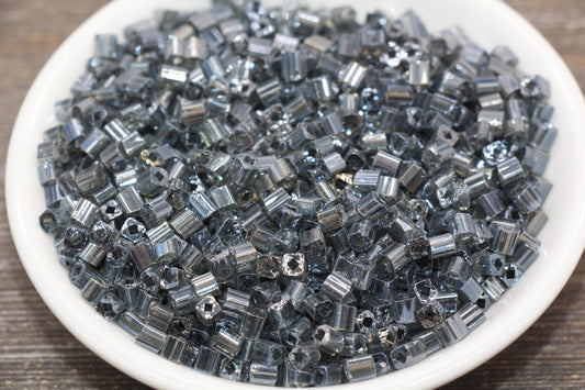 Glossy Square Glass Beads, 4mm Cube Glass Beads, Shinny Glass Bead, Transparent Gray Square Seed Beads, Beading Supplies #2133