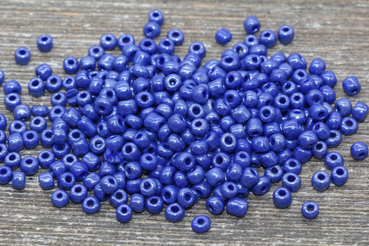 Glossy Glass Seed Beads, 4mm 6/0 Glass Round Seed Beads, Dark Blue Opaque Seed Beads, Rocailles Beads, Beading Supplies #1186