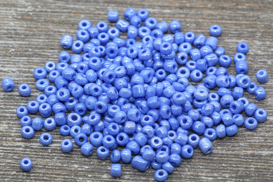 Glossy Glass Seed Beads, 4mm 6/0 Glass Round Seed Beads, Blue Opaque Seed Beads, Rocailles Beads, Beading Supplies #1187