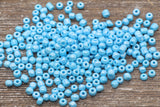 Glossy Glass Seed Beads, 4mm 6/0 Glass Round Seed Beads, Blue Opaque Seed Beads, Rocailles Beads, Beading Supplies #1182