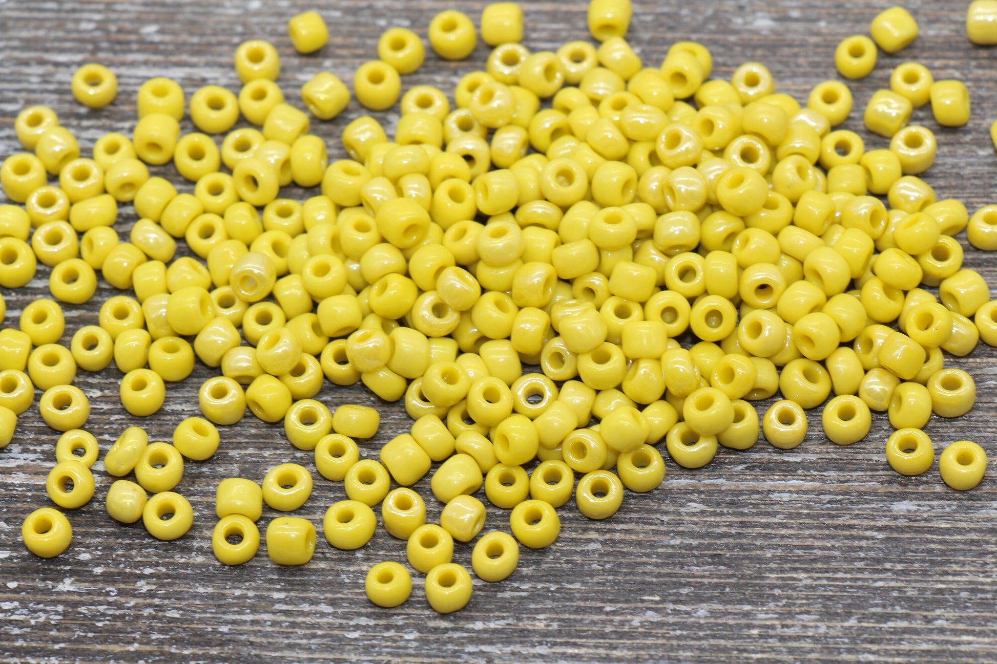 Glossy Glass Seed Beads, 4mm 6/0 Glass Round Seed Beads, Yellow Opaque Seed Beads, Rocailles Beads, Beading Supplies #1183