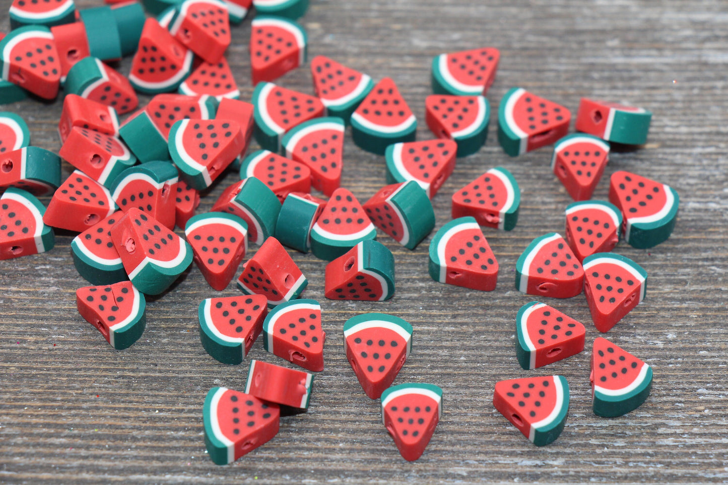 Watermelon Polymer Clay Beads, Fruit Cane Beads, Watermelon Clay Beads, Sliced Watermelon Beads, Fruit Clay Beads, Jewelry Beads #9