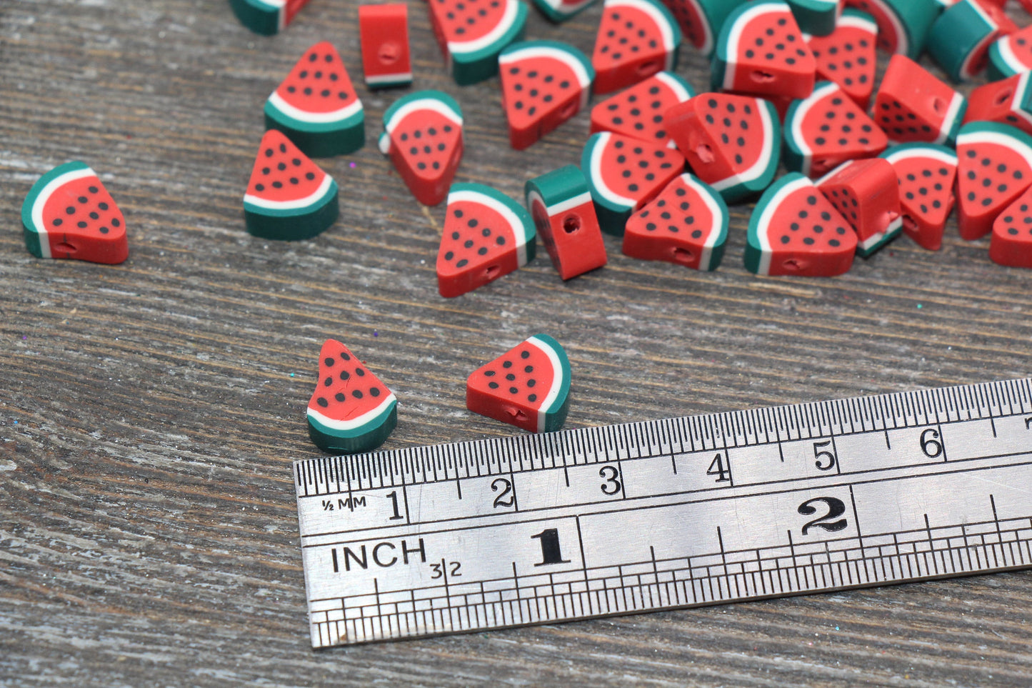 Watermelon Polymer Clay Beads, Fruit Cane Beads, Watermelon Clay Beads, Sliced Watermelon Beads, Fruit Clay Beads, Jewelry Beads #9