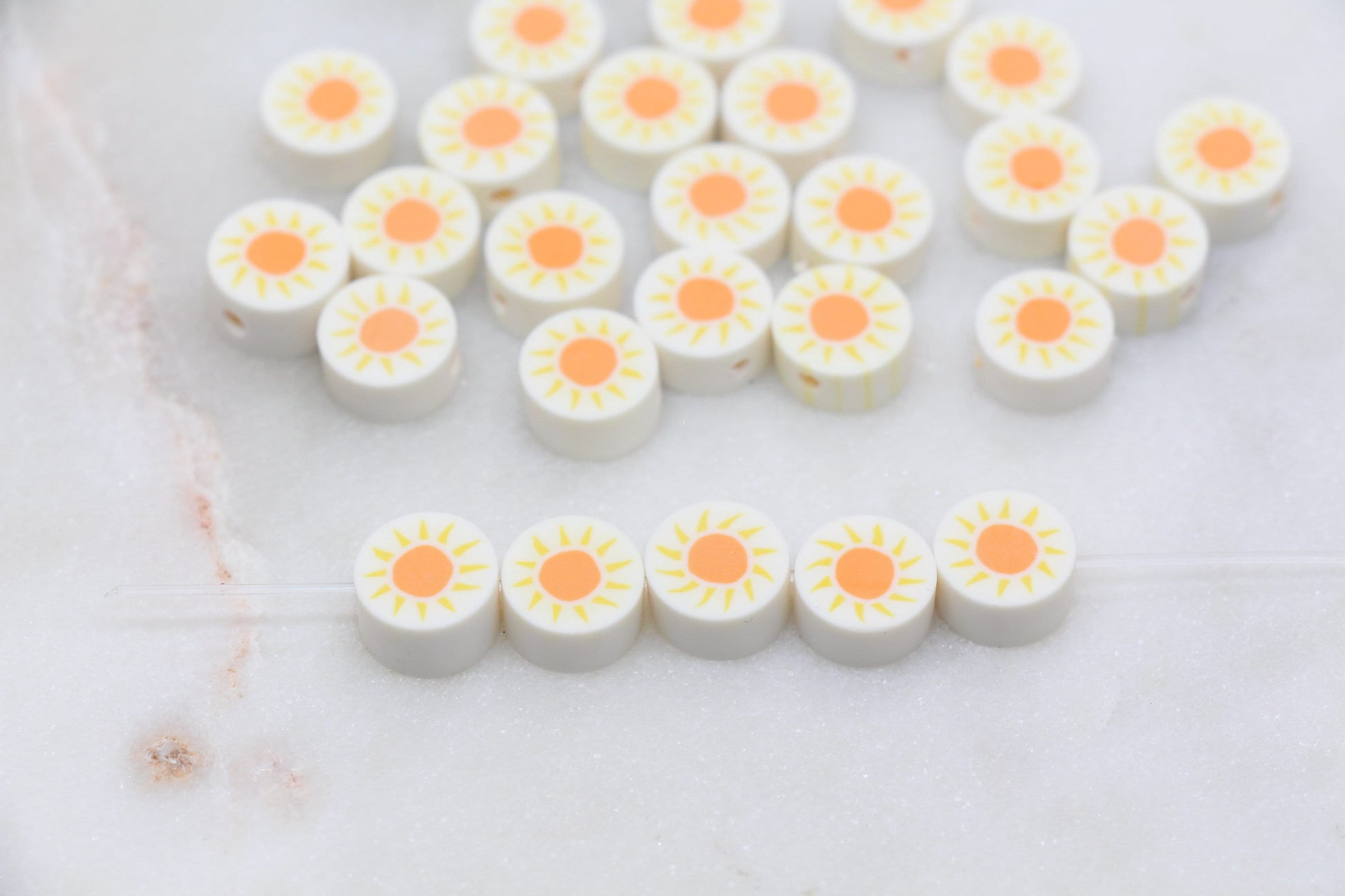 Sun Polymer Clay Beads, Kawaii Sun Beads, Sunny Clay Beads, Jewelry Beads #258