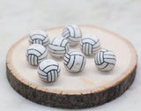 Volleyball Silicone Beads, Sports Print Silicone Beads, Round Sports Ball Beads, Chunky Beads, Silicone Beads #249