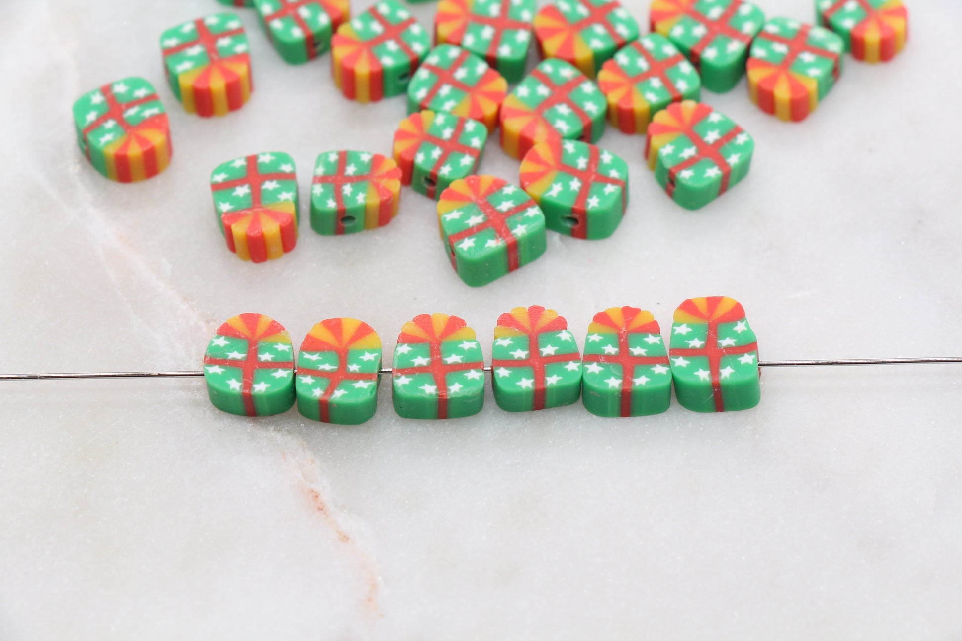 Gift Polymer Clay Beads, Christmas Themed Beads, Kawaii Gift Box Clay Beads, Jewelry Beads, Bead for Bracelet #268