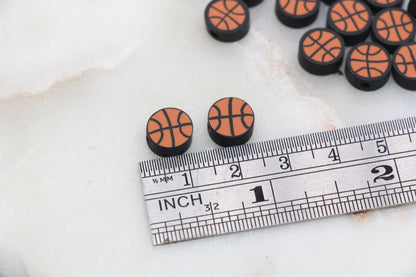 Basketball Polymer Clay Beads, Sport Ball Beads, Kawaii Basketball Clay Beads, Sport Beads, Jewelry Beads #276
