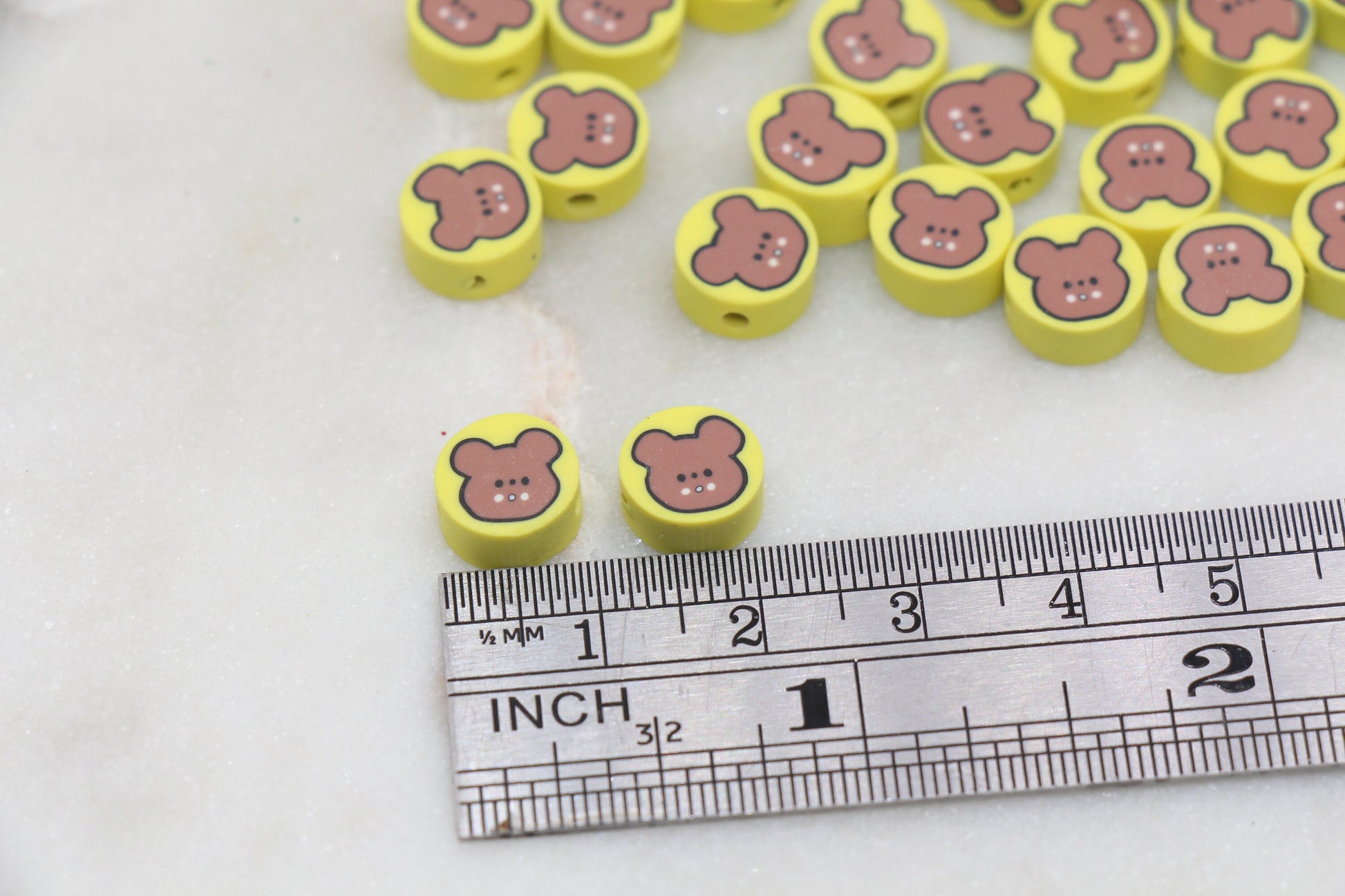 Kawaii Bear Polymer Clay Beads, Bear Clay Beads, Jewelry Beads, Bead for Bracelet #261