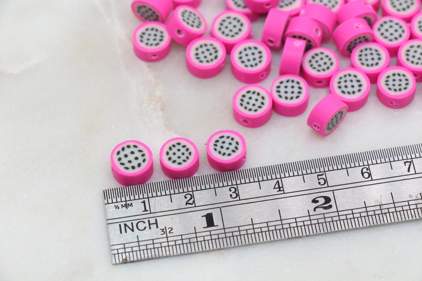 Dragon Fruit Polymer Clay Beads, Fruit Cane Beads, , Fruit Clay Beads, Dragonfruit Beads, Jewelry Beads #262