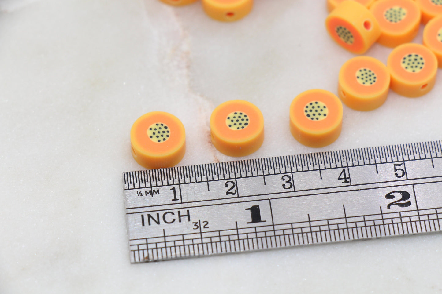 Papaya Polymer Clay Beads, Fruit Cane Beads, , Fruit Clay Beads, Papaya Beads, Jewelry Beads #263