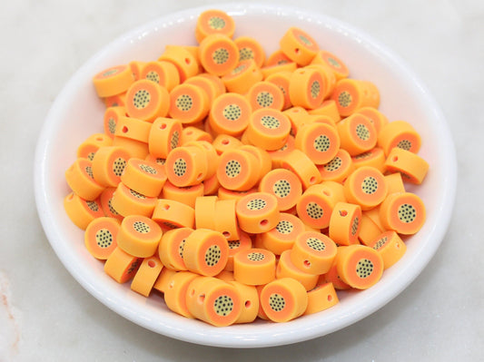 Papaya Polymer Clay Beads, Fruit Cane Beads, , Fruit Clay Beads, Papaya Beads, Jewelry Beads #263