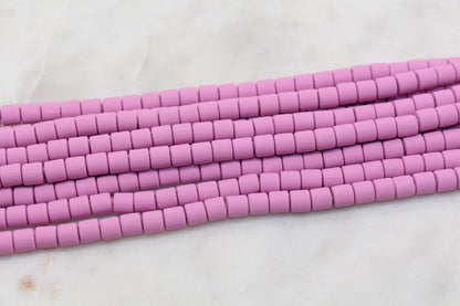 6mm Wide Column Chunky Polymer Clay Beads, Deep Purplish Pink Heishi Spacer Beads, Clay Tube Beads, Barrel Beads Heishi Beads #455