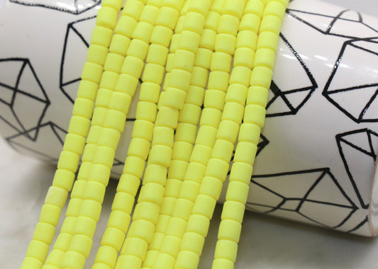 6mm Wide Column Chunky Polymer Clay Beads, Lemon Yellow Heishi Spacer Beads, Clay Tube Beads, Barrel Beads Heishi Beads #462