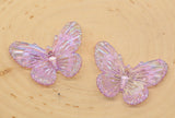 Purple Large Butterfly Pendants, Iridescent Butterfly Pendants, AB Transparent Acrylic Butterfly, Jewelry Making #2650