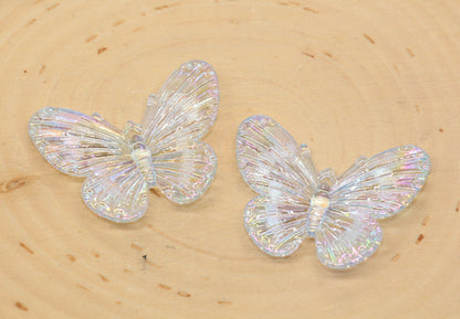 Light Blue Large Butterfly Pendants, Iridescent Butterfly Pendants, AB Transparent Acrylic Butterfly, Jewelry Making #2651