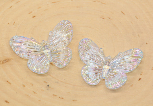 Light Blue Large Butterfly Pendants, Iridescent Butterfly Pendants, AB Transparent Acrylic Butterfly, Jewelry Making #2651