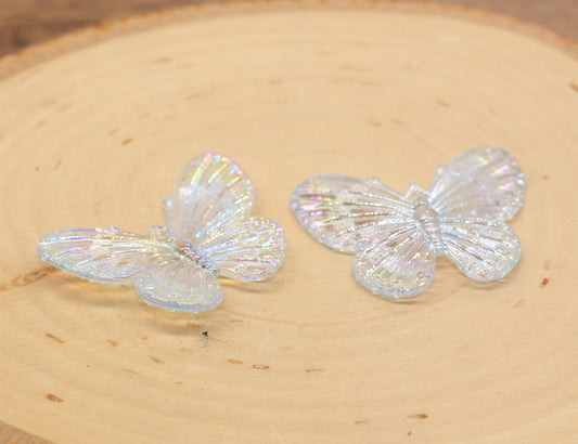 Light Blue Large Butterfly Pendants, Iridescent Butterfly Pendants, AB Transparent Acrylic Butterfly, Jewelry Making #2651