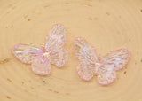 Pink Large Butterfly Pendants, Iridescent Butterfly Pendants, AB Transparent Acrylic Butterfly, Jewelry Making #2652