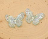 Green Large Butterfly Pendants, Iridescent Butterfly Pendants, AB Transparent Acrylic Butterfly, Jewelry Making #2653