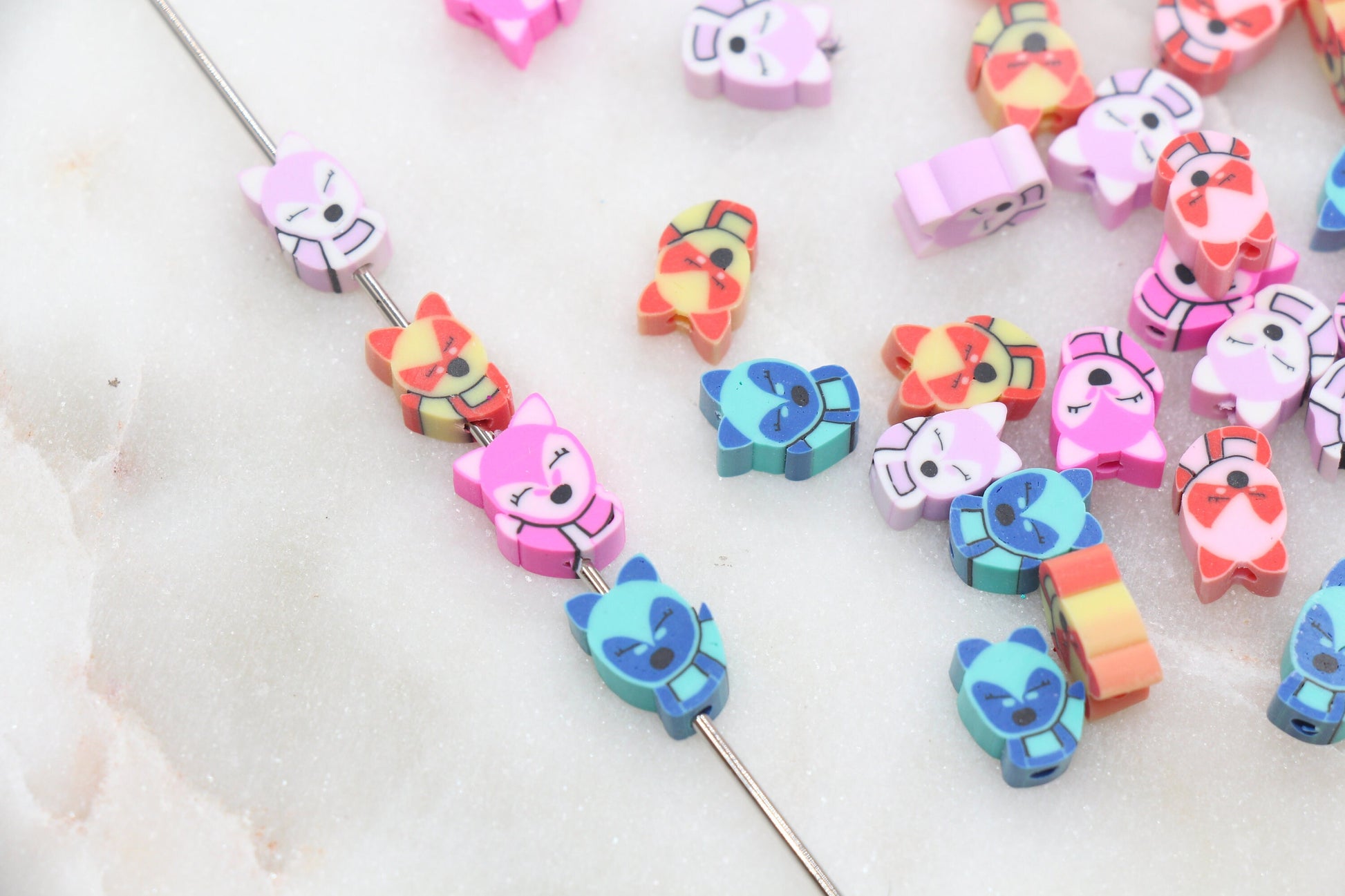 Fox Polymer Clay Beads, Kawaii Fox Clay Beads, Woodland Animal Clay Beads, Jewelry Beads, Bead for Bracelet #296