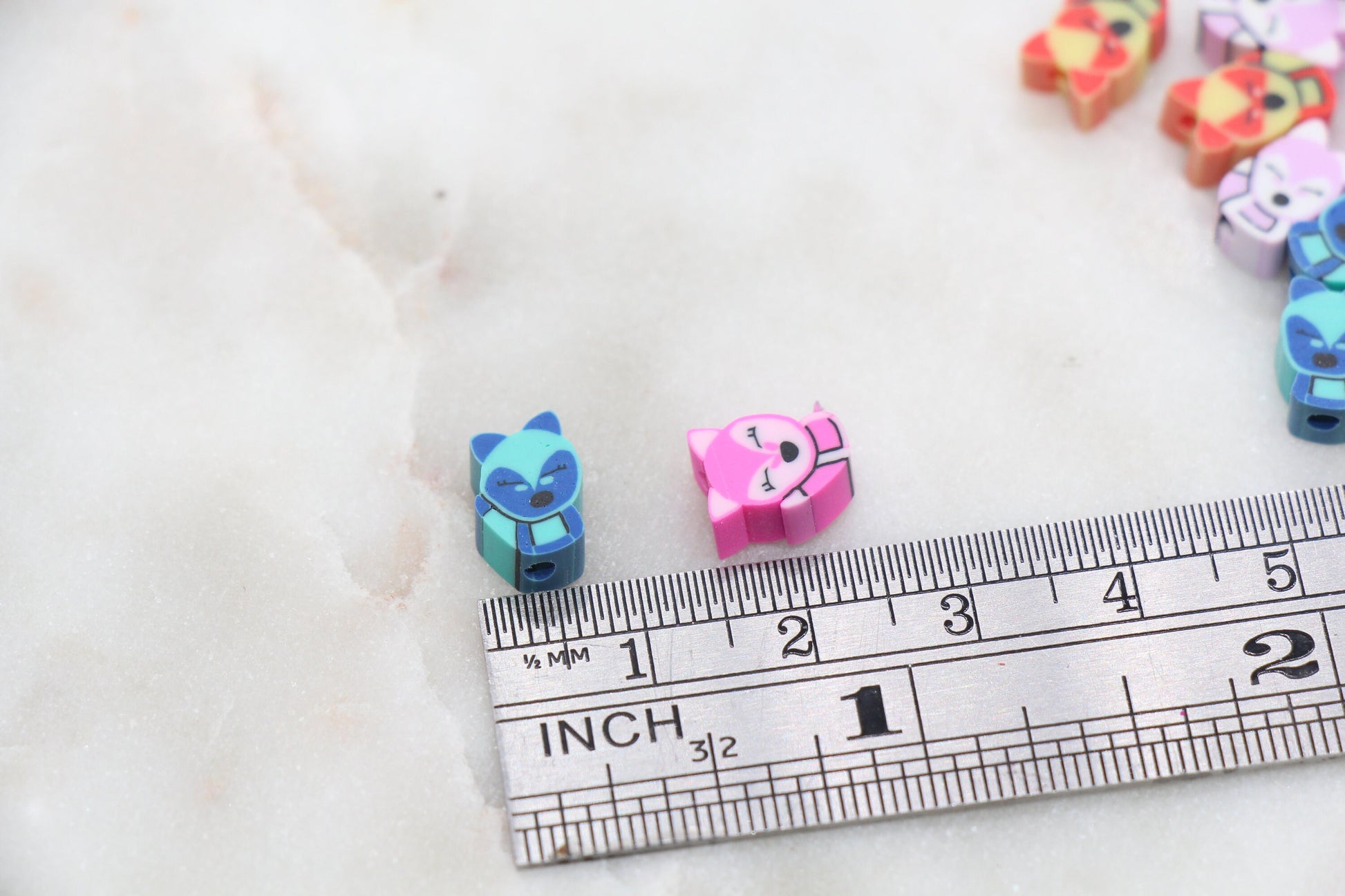 Fox Polymer Clay Beads, Kawaii Fox Clay Beads, Woodland Animal Clay Beads, Jewelry Beads, Bead for Bracelet #296