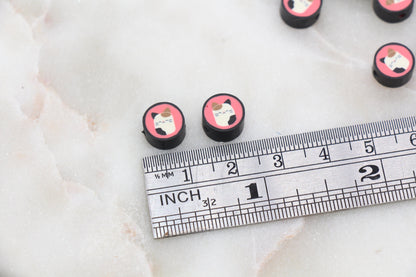 Cat Polymer Clay Beads, Kawaii Cat Clay Beads, Round Clay Beads, Jewelry Beads, Bead for Bracelet #298