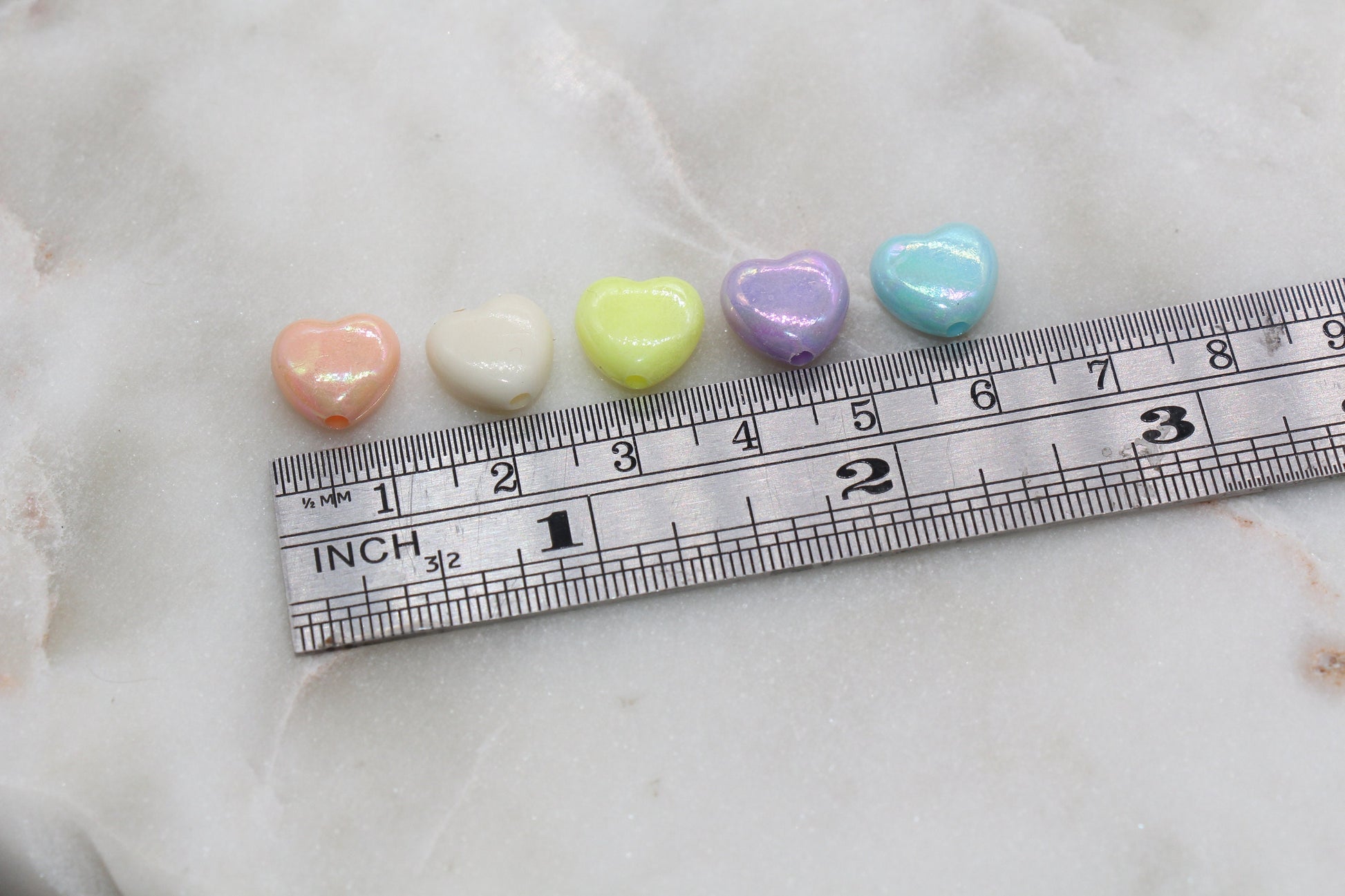 Iridescent Heart Beads, Multicolor AB Heart Beads, Heart Chunky Acrylic Beads, Bracelet Making Jewelry Finding#1904
