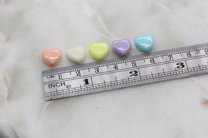 Iridescent Heart Beads, Multicolor AB Heart Beads, Heart Chunky Acrylic Beads, Bracelet Making Jewelry Finding#1904
