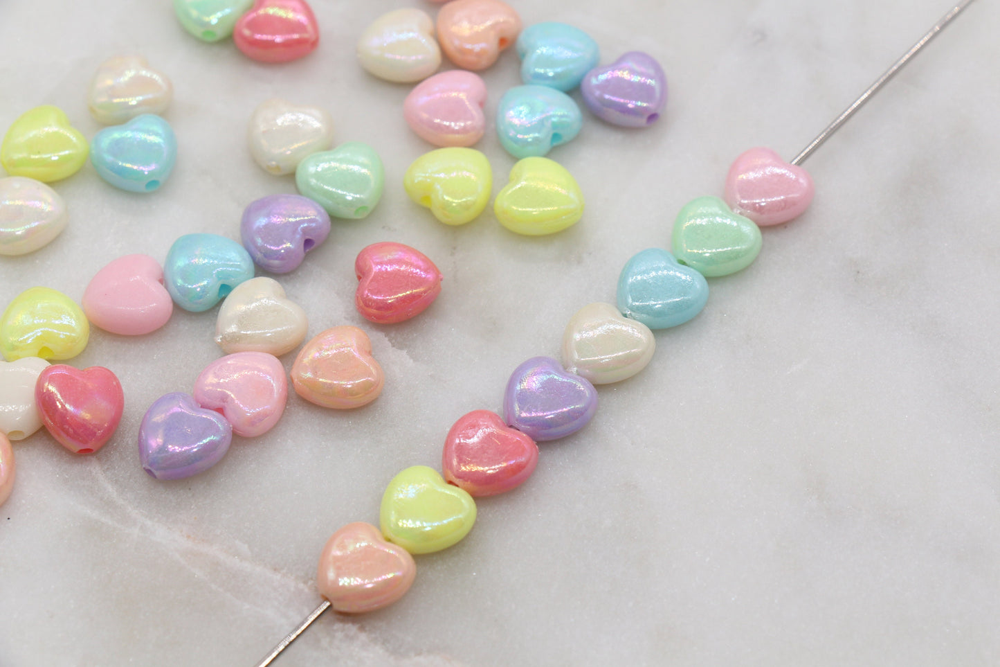 Iridescent Heart Beads, Multicolor AB Heart Beads, Heart Chunky Acrylic Beads, Bracelet Making Jewelry Finding#1904