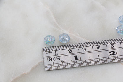 8mm Blue Rondelle Beads, Iridescent Faceted Acrylic Loose Beads, Bubblegum Beads, Chunky Beads, Bead for Bracelet #2656
