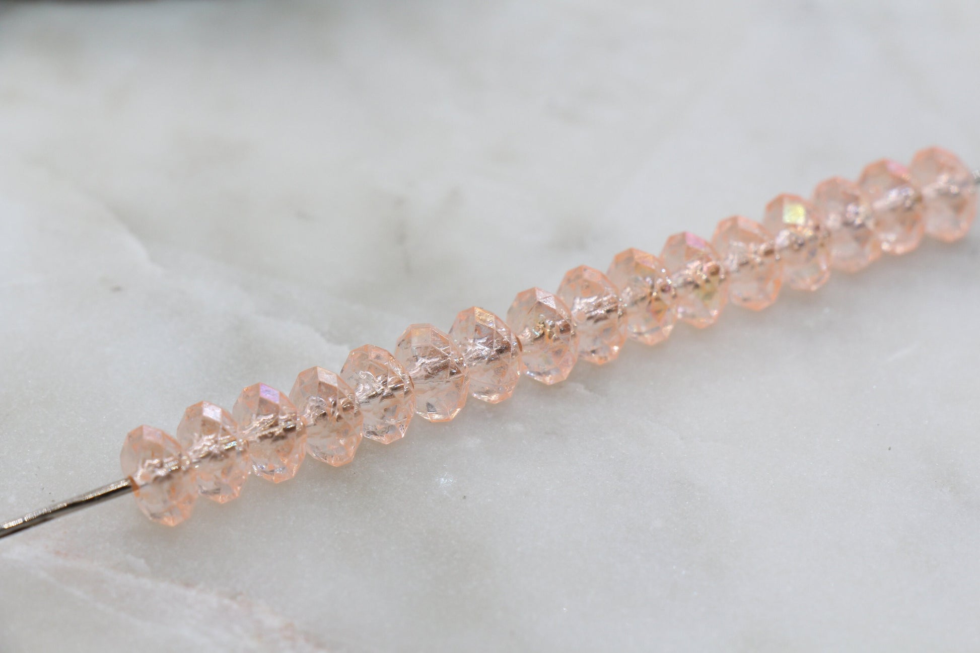 8mm Peach Rondelle Beads, Iridescent Faceted Acrylic Loose Beads, Bubblegum Beads, Chunky Beads, Bead for Bracelet #2660