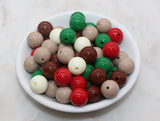 14mm Mix Round Gumball Beads, Christmas Color Acrylic Loose Beads, Multicolor Bubblegum Beads, Chunky Beads, Smooth Round Beads #2661