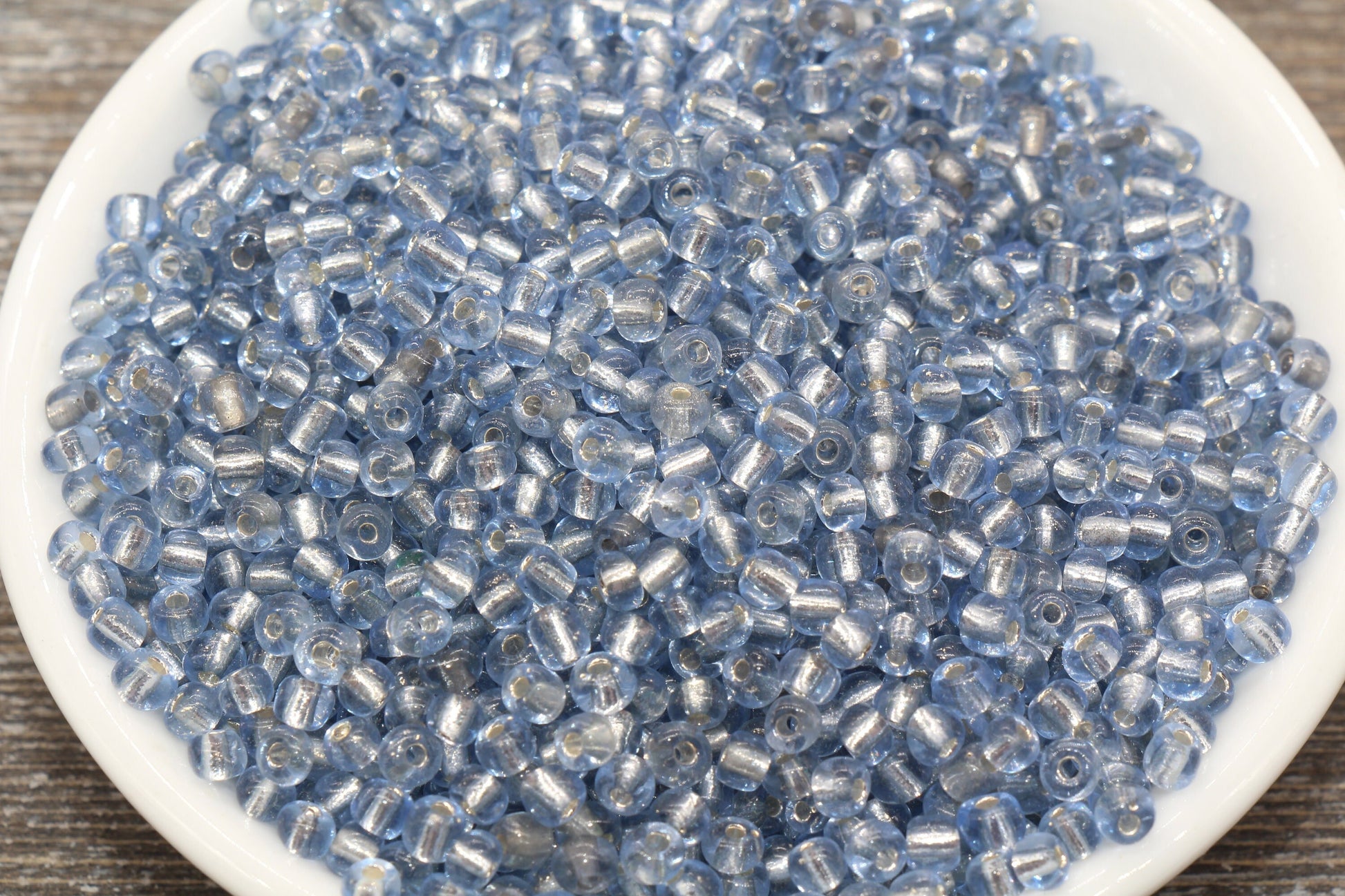 Transparent Glass Beads with Silver Lined, 4mm 6/0 Glass Round Beads, Light Blue Trans Seed Beads, Rocailles Beads, Beading Supplies #1224