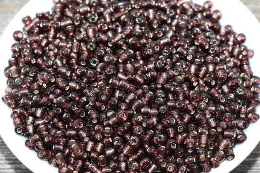 Transparent Glass Beads with Silver Lined, 4mm 6/0 Glass Round Beads, Brown Trans Seed Beads, Rocailles Beads, Beading Supplies #1236