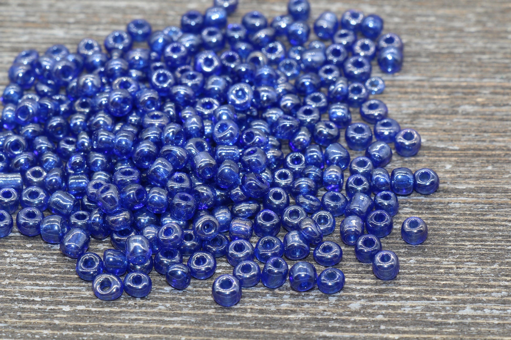 Glossy Transparent Glass Seed Beads, 4mm 6/0 Glass Round Seed Beads, Royal Blue Trans Seed Beads, Rocailles Beads, Beading Supplies #1201