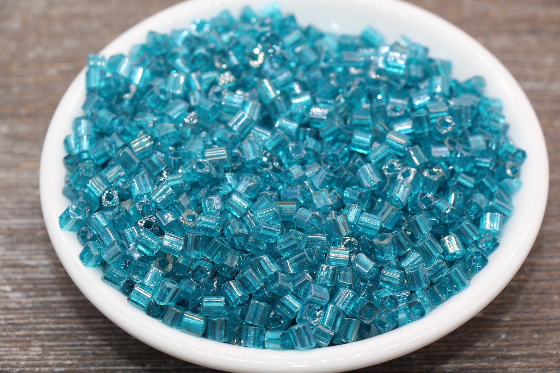 Glossy Square Glass Beads, 4mm Cube Glass Beads, Shinny Glass Bead, Transparent Teal Square Seed Beads, Beading Supplies #2126