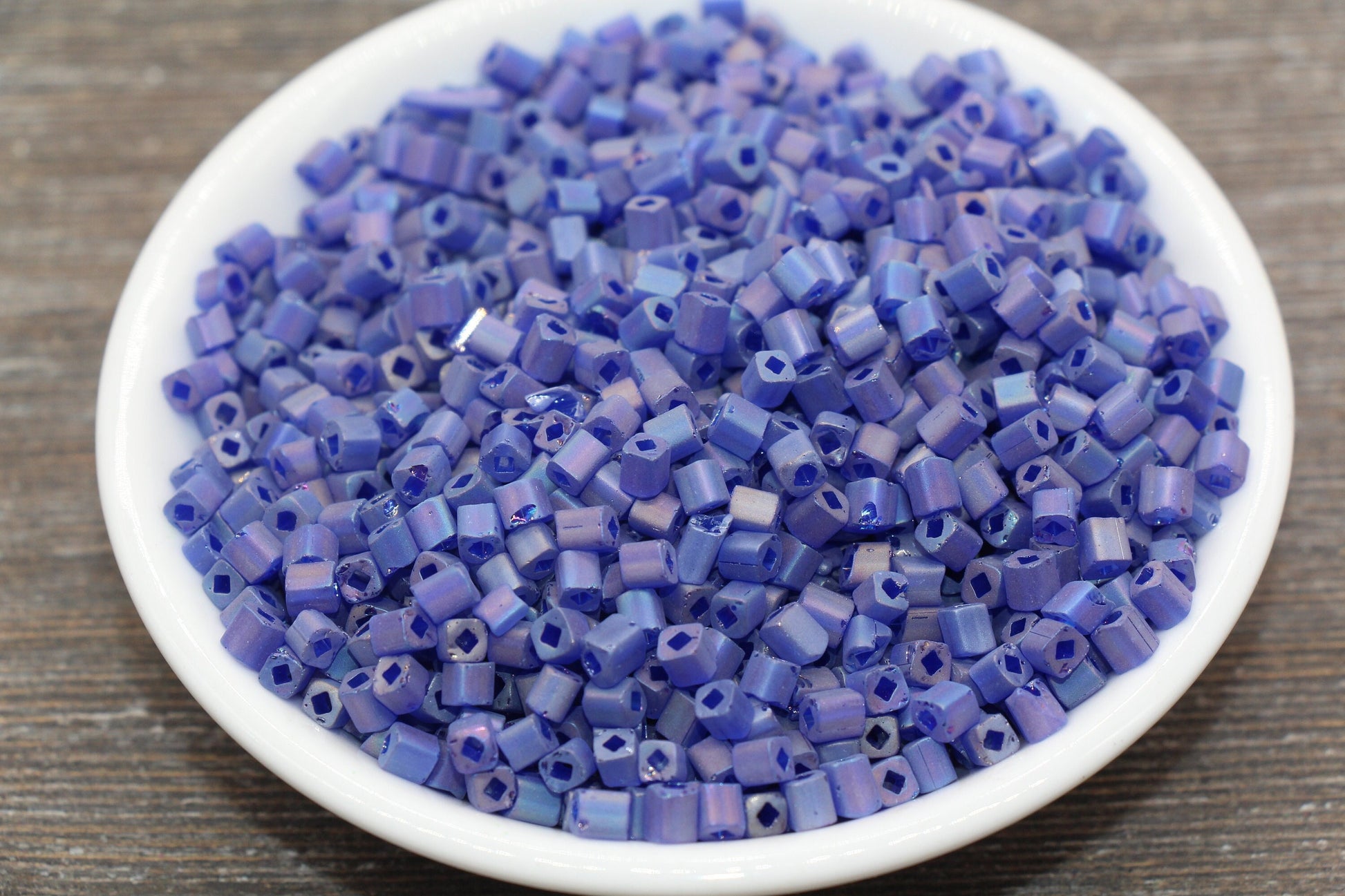 Matte Square Glass Seed Beads, 4mm Cube Glass Beads, Frosted Blue AB Square Seed Beads, Iridescent Glass Beads, Beading Supplies #2100