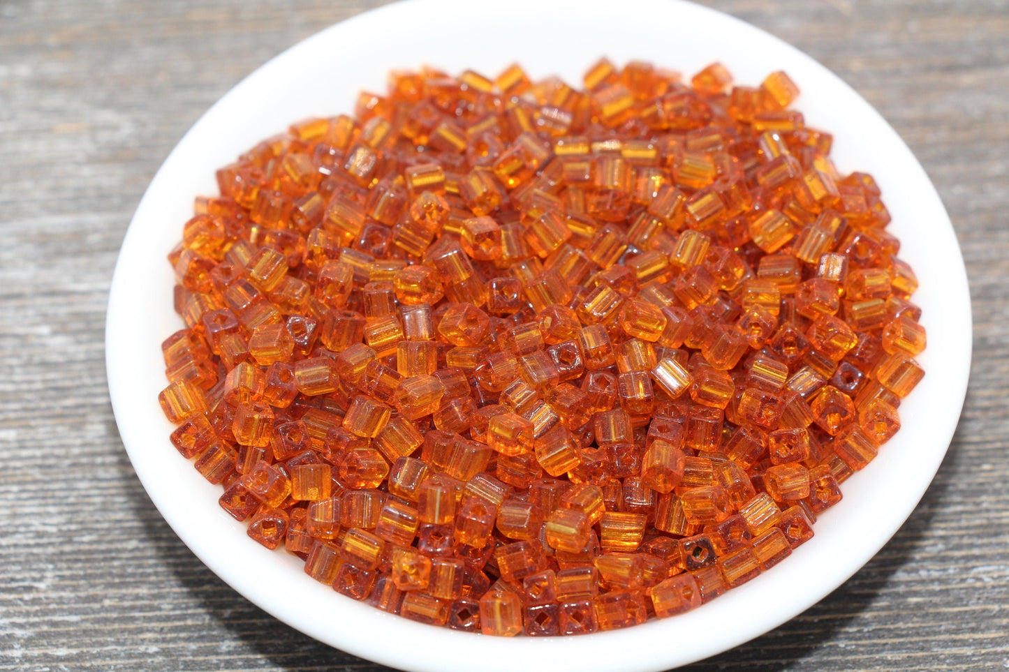 Transparent Square Glass Seed Beads, 4mm Cube Glass Beads, Transparent Brown Square Seed Beads, Beading Supplies #2111