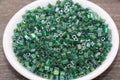 4mm transparent emerald green square glass beads for beadwork