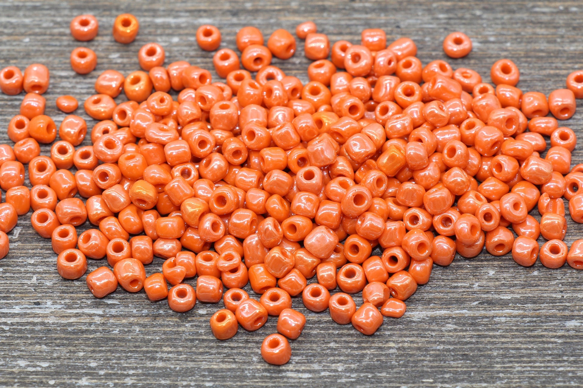 Glossy Glass Seed Beads, 4mm 6/0 Glass Round Seed Beads, Orange Opaque Seed Beads, Rocailles Beads, Beading Supplies #1185