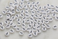 7mm White with Black Tik Tok Acrylic Word Beads